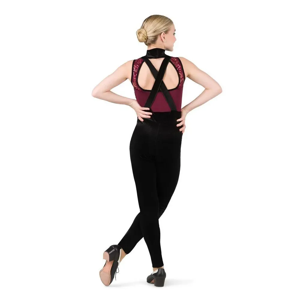 Pre-Owned Dance Costume Costume Gallery 19620 Large Child Burgundy Jumpsuit Jaz